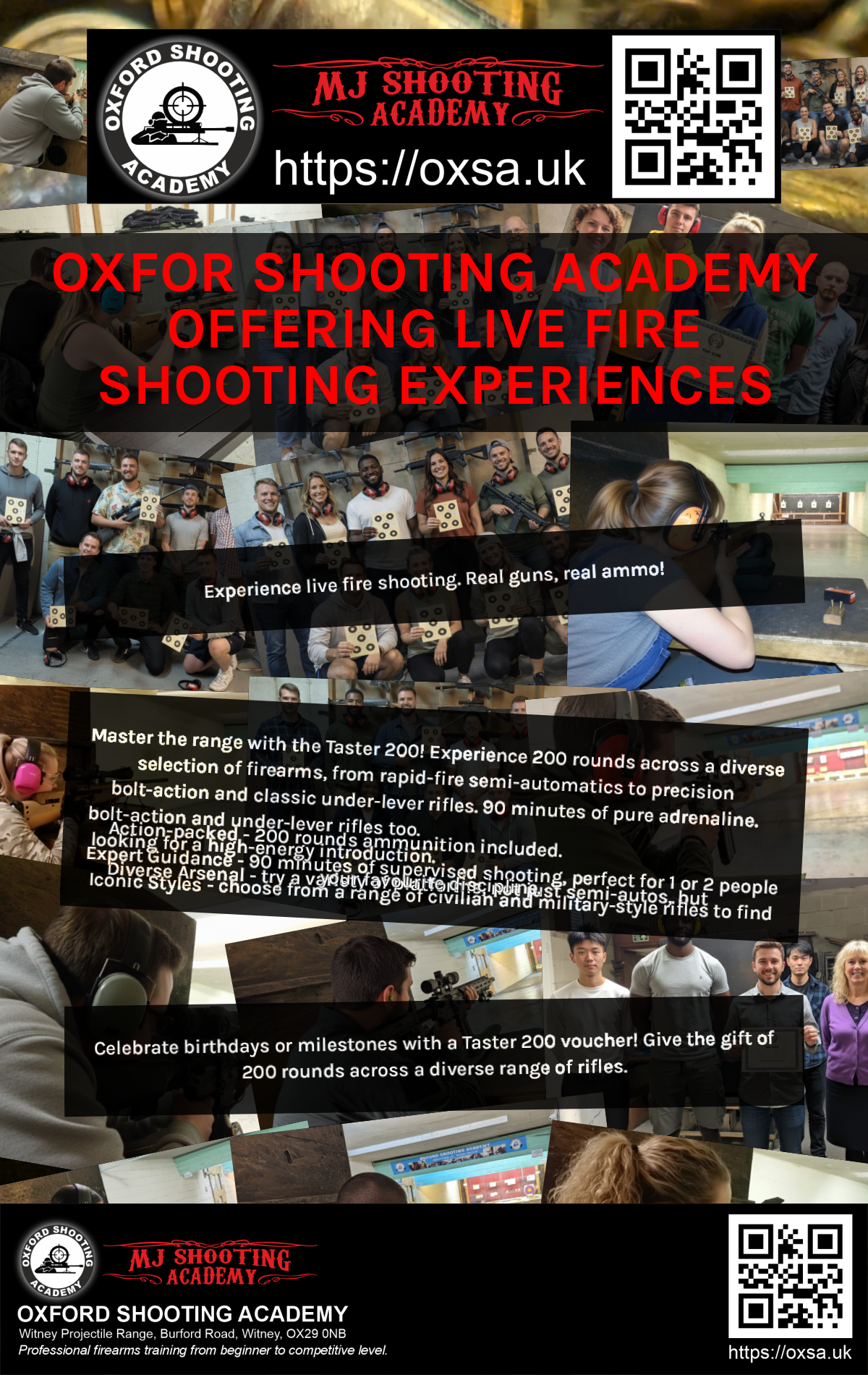 Firearms training session using various sporting firearms