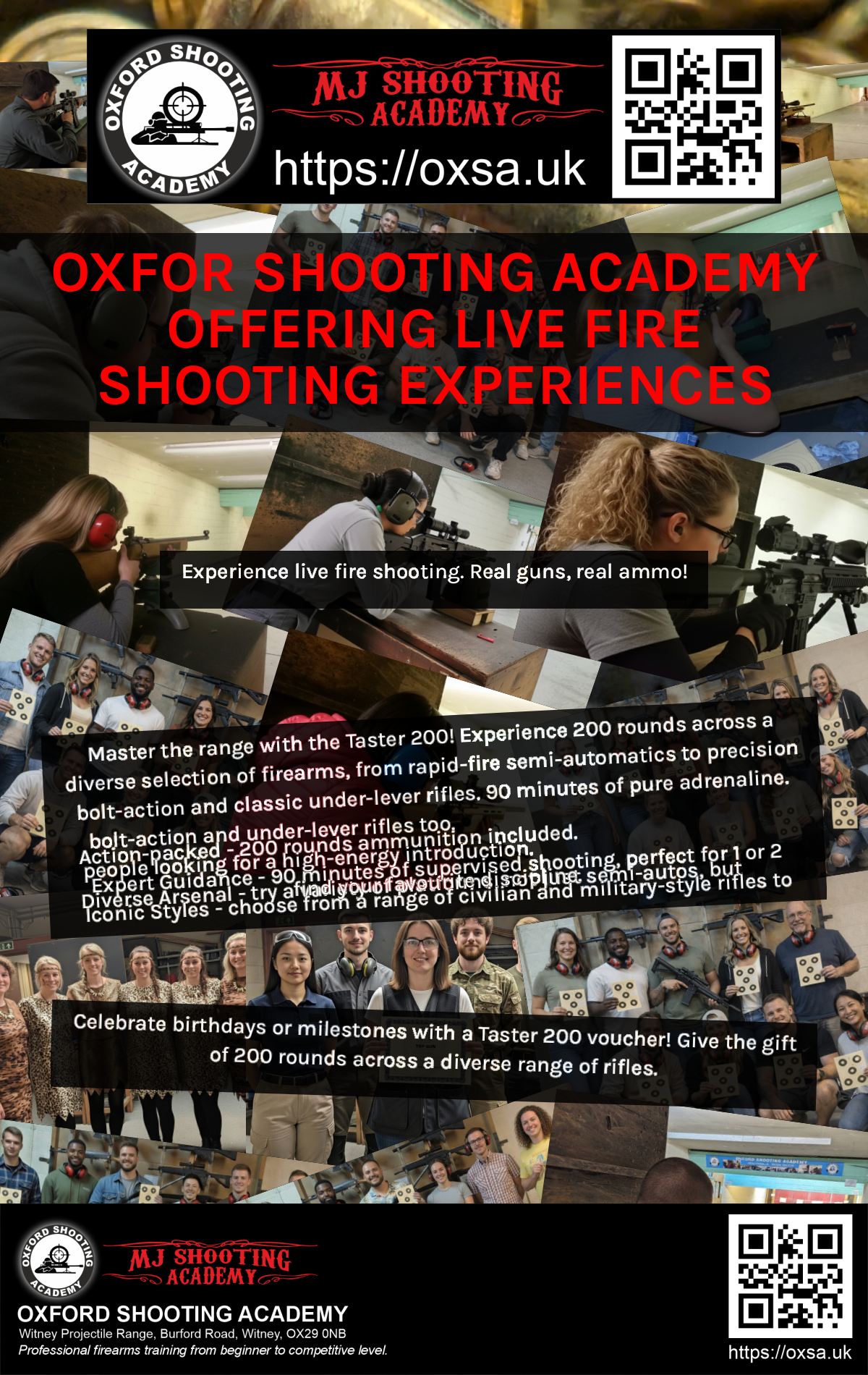 Firearms training session using various sporting firearms