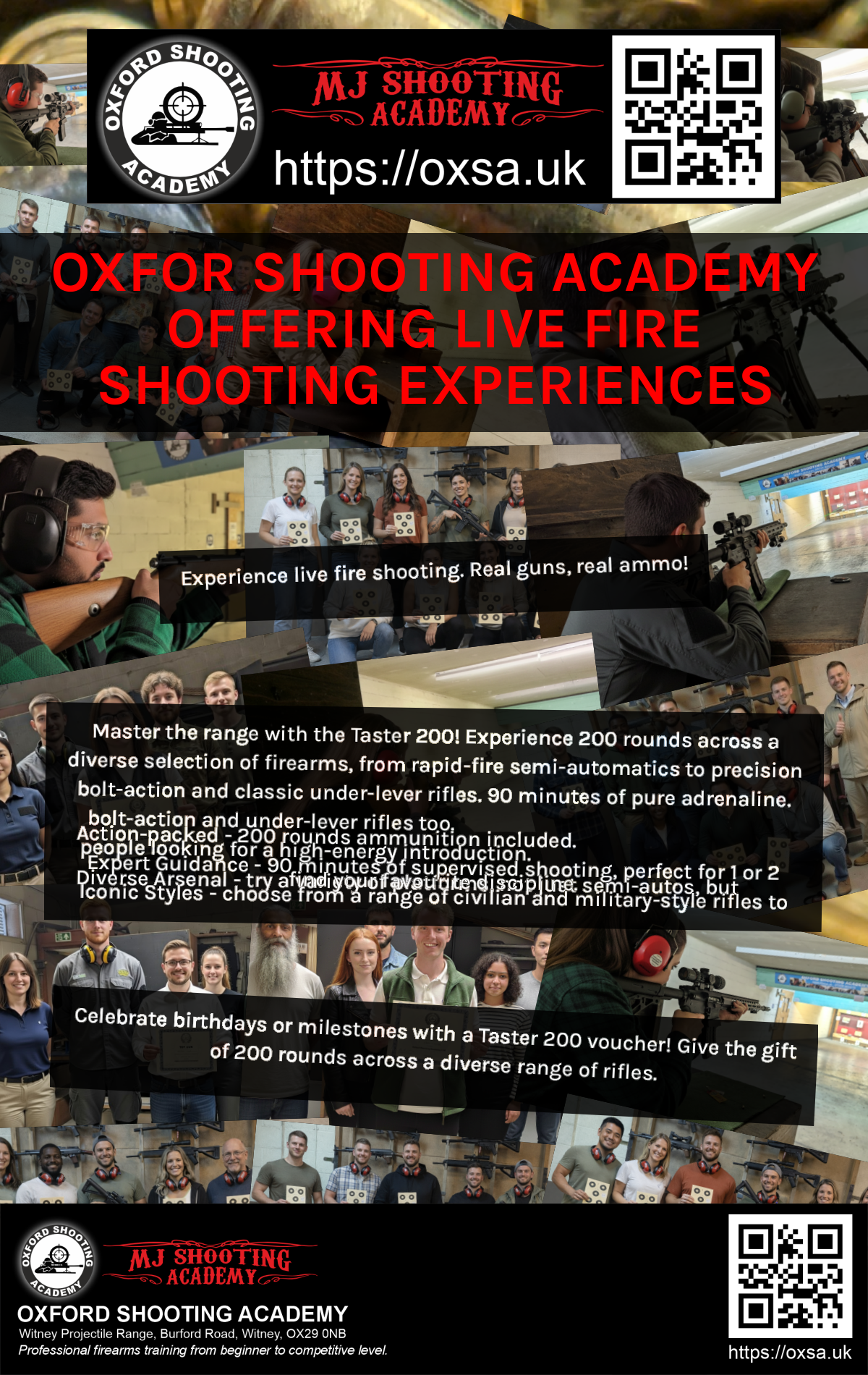 Firearms training session using various sporting firearms