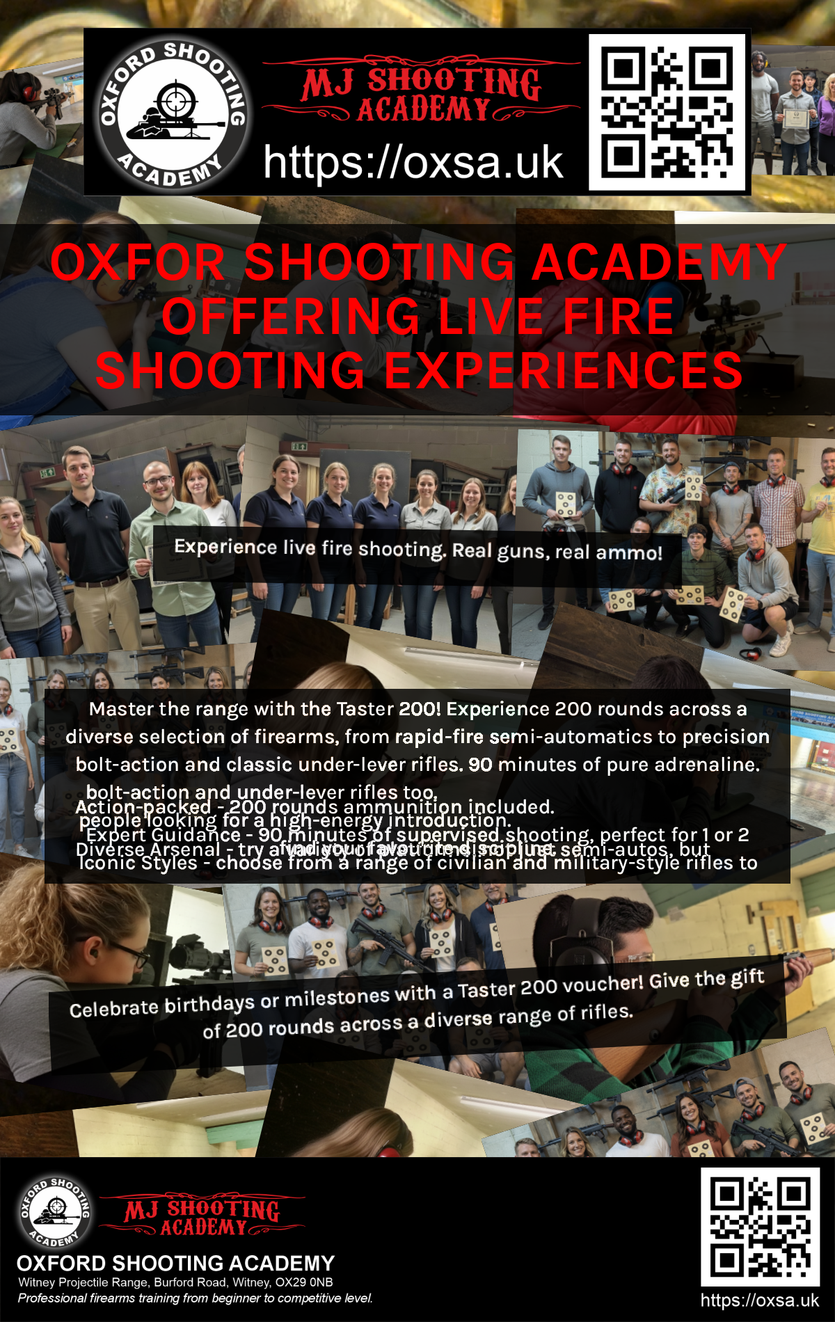 Firearms training session using various sporting firearms