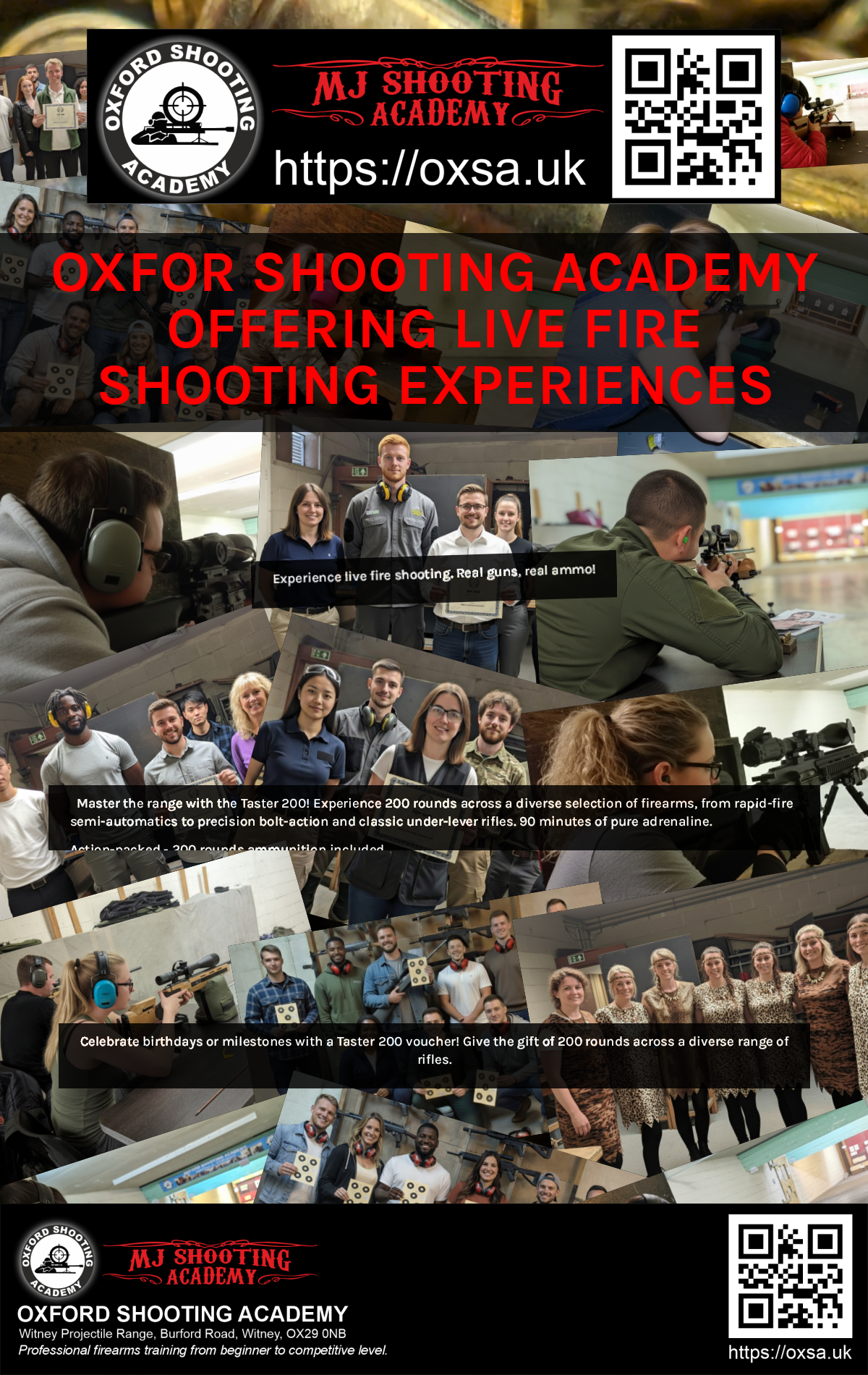 Firearms training session using various sporting firearms