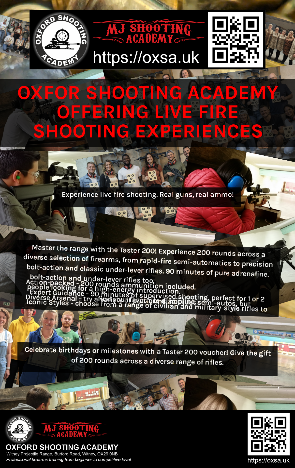 Firearms training session using various sporting firearms