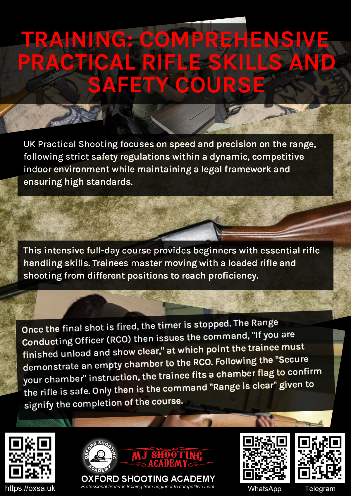 Firearms training session using various sporting firearms