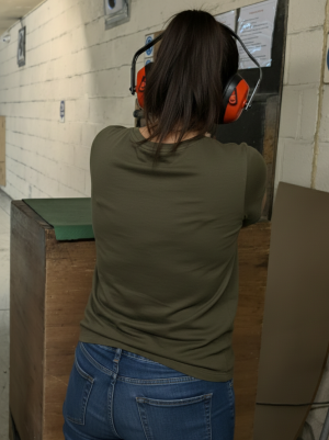 Precision shooting session focusing on firearm safety and handling