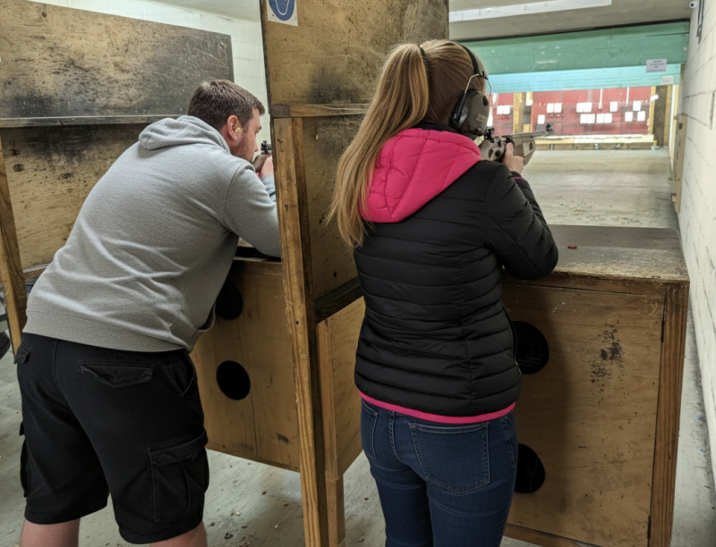 Firearms training session using various sporting firearms